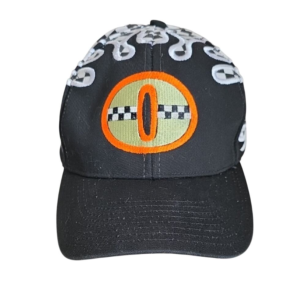 Unique Hat Black & White Checkered Flames Adjustable Adult Hat
